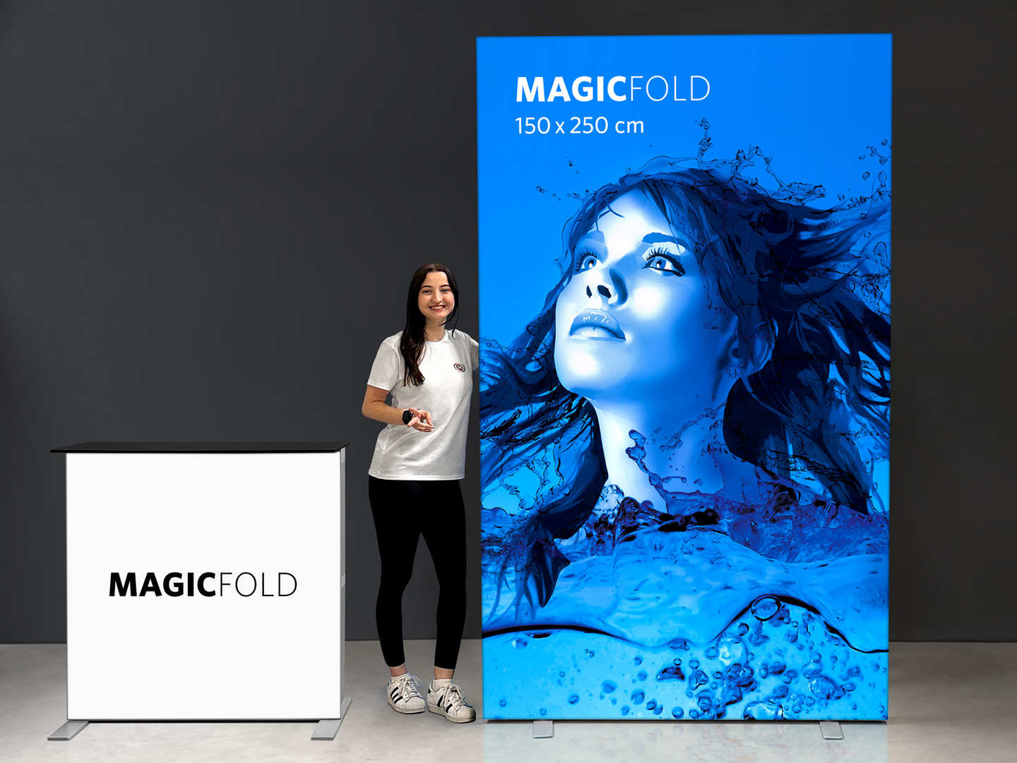 LED-Faltdisplay MAGIC FOLD mit faltbarer Leuchttheke LED-Faltdisplay MAGIC FOLD mit faltbarer Leuchttheke