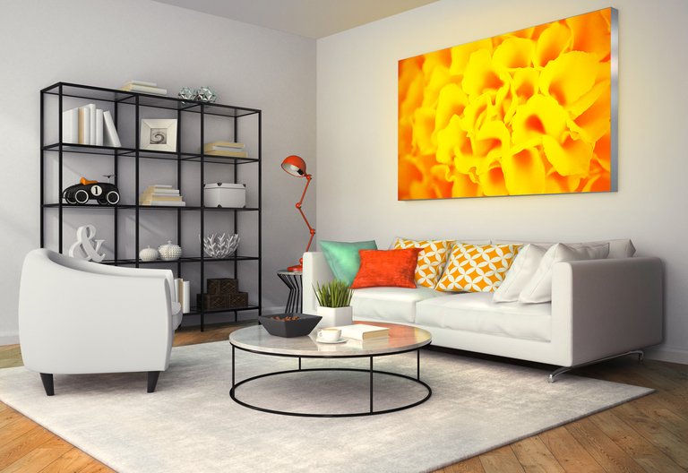 beleuchtete Wand als Bild im Wohnzimmer