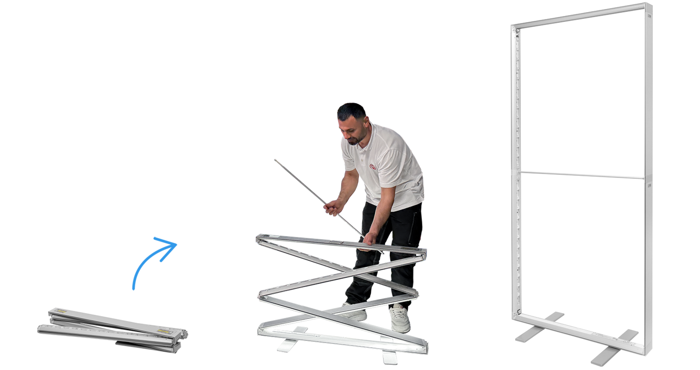Aufbau LED-Faltdisplay MAGIC FOLD Aufbau LED-Faltdisplay MAGIC FOLD